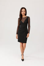 The Riviera Glitter Dots Long Sleeve Mini Dress Black