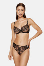 Floral Transparent Black Soft Bra