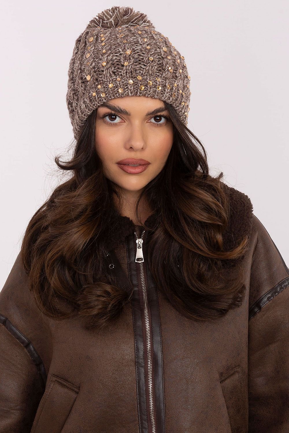 Beanie Pom Rhinestone Hat