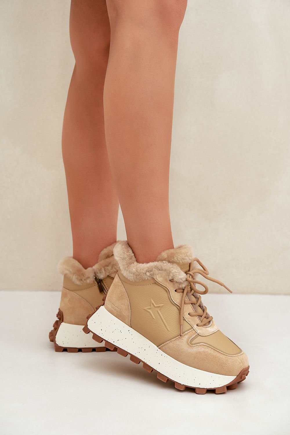 High Top Insulated Sneakers Taupe