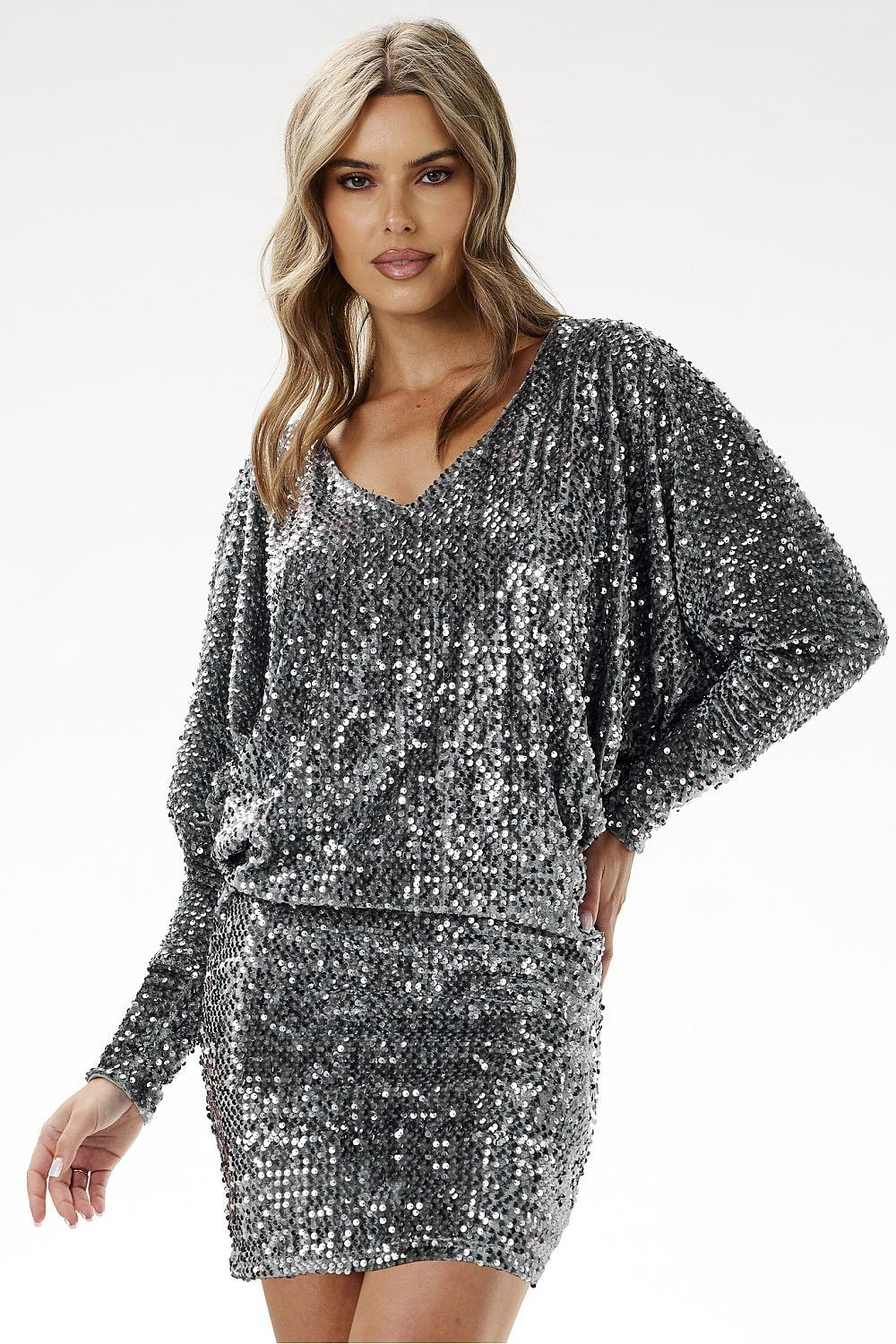 Awama Sequin Evening Mini Dress