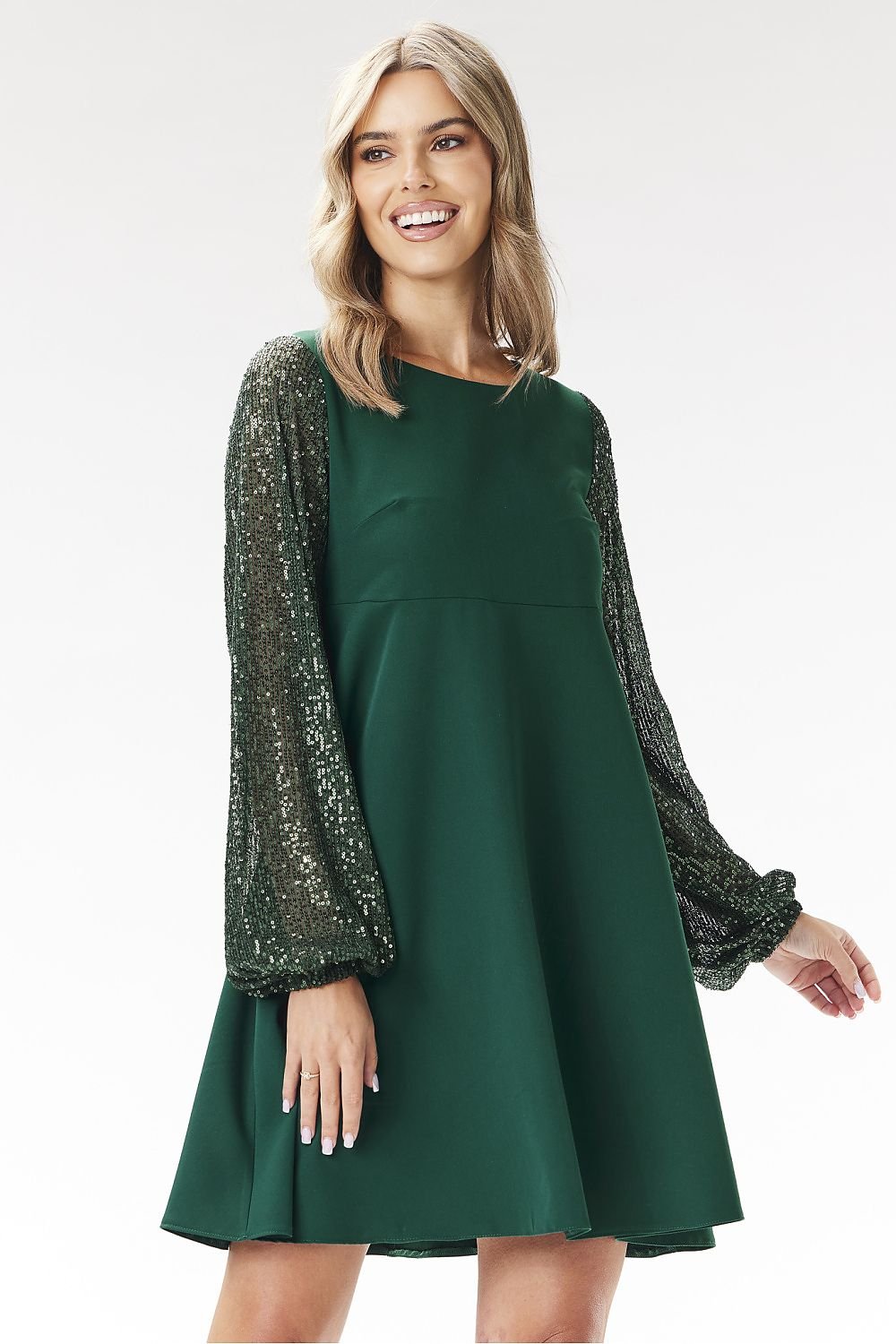 Sequin Sleeve Evening Dress