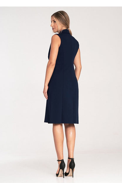 Double-Breasted Sleeveless Midi Dress