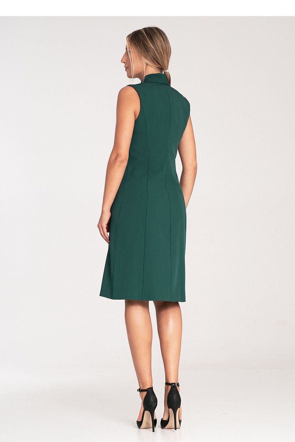 Double-Breasted Sleeveless Midi Dress