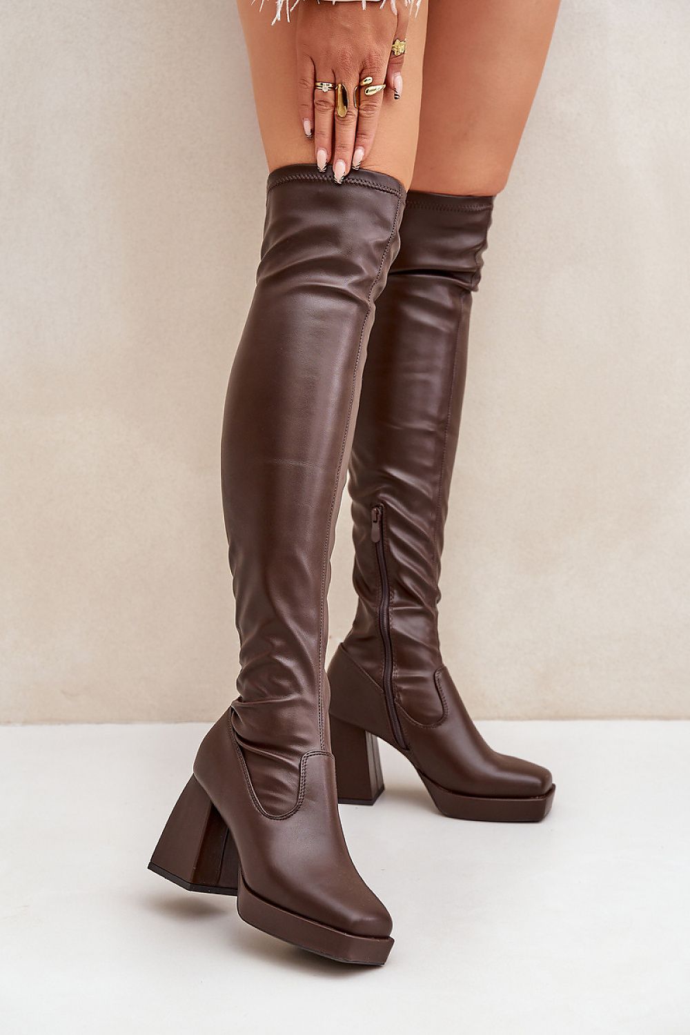 Slip-On with Zip Pillar Heel Boots