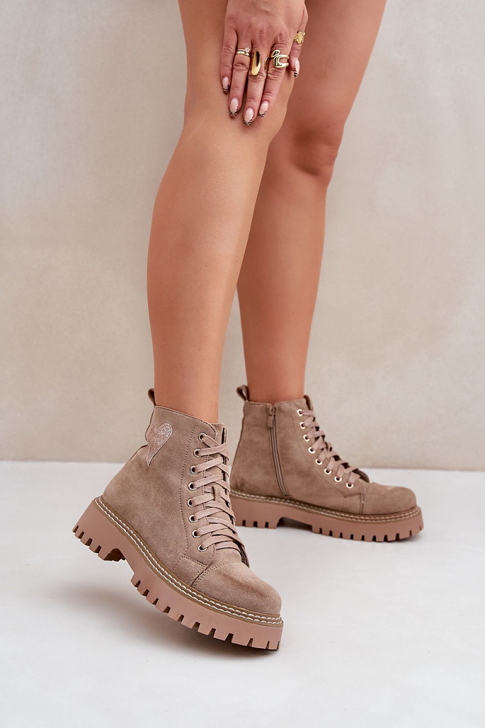 Eco Suede Ankle Boots Taupe