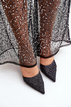 Glitter Sequins Heel Sandals