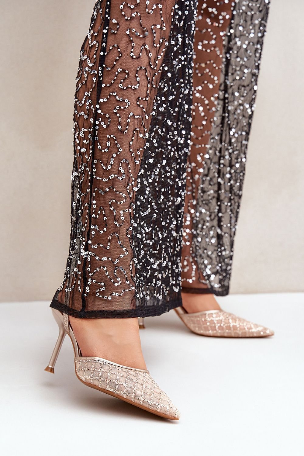 Glitter Sequins Heel Sandals