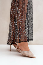 Glitter Sequins Heel Sandals