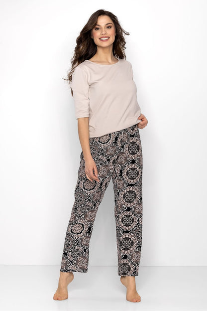 Tee Top & Patterned Pants Pajama Set