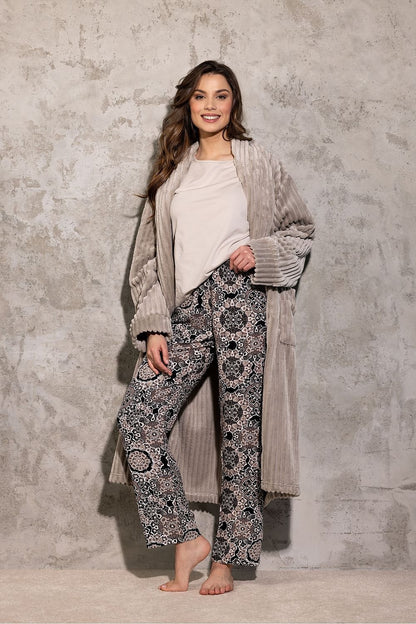 Tee Top & Patterned Pants Pajama Set