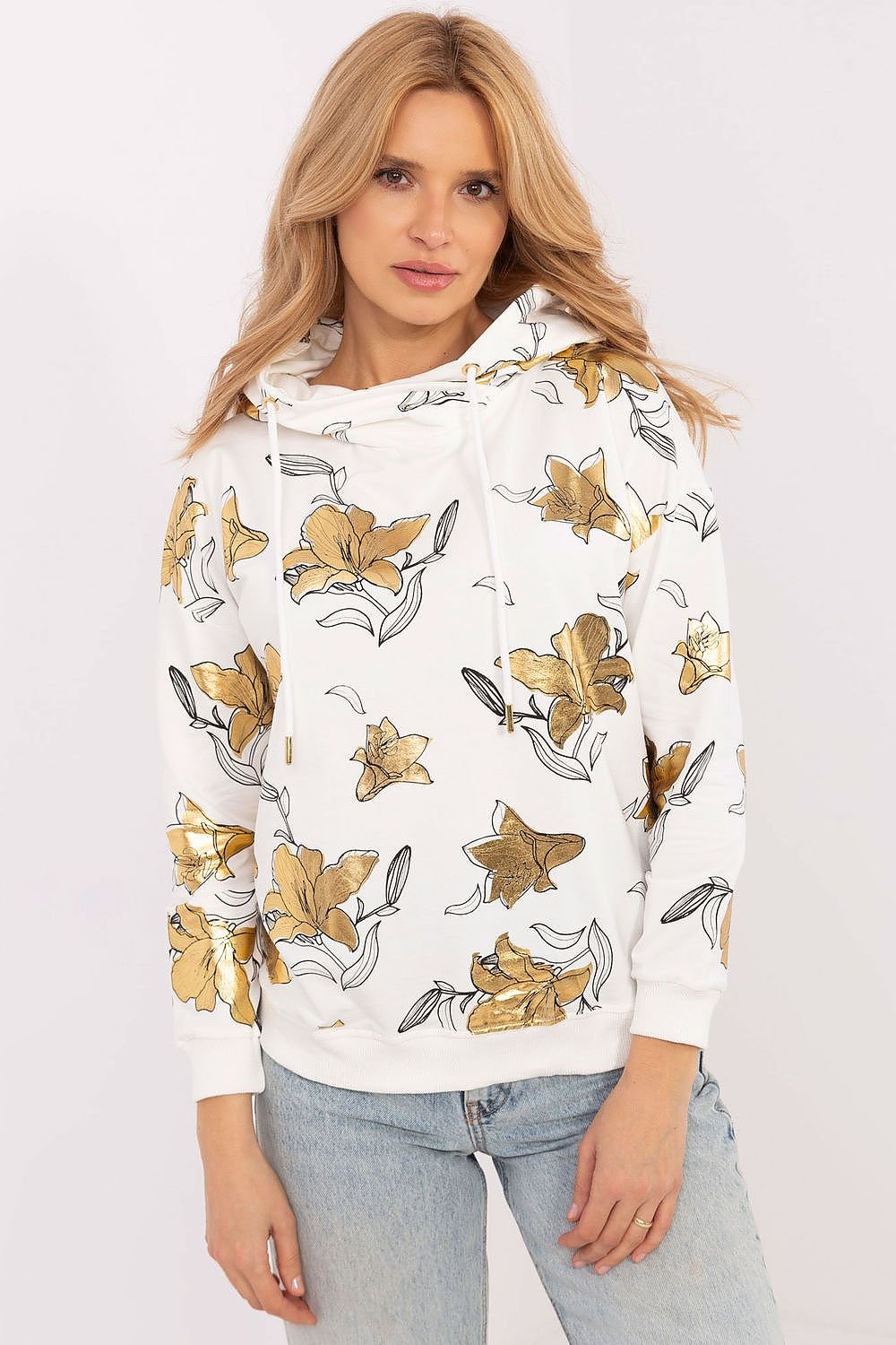 Hoodie with Flower Pattern