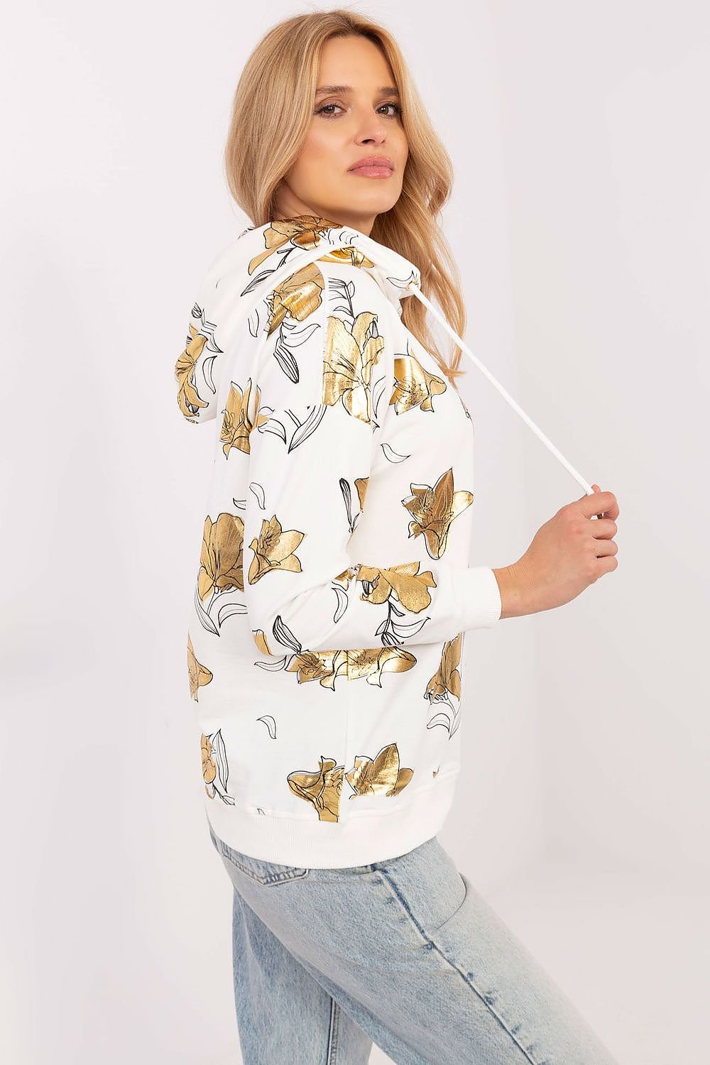 Hoodie with Flower Pattern