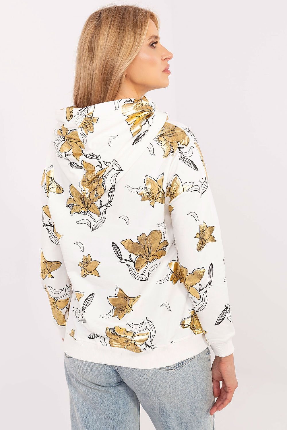 Hoodie with Flower Pattern