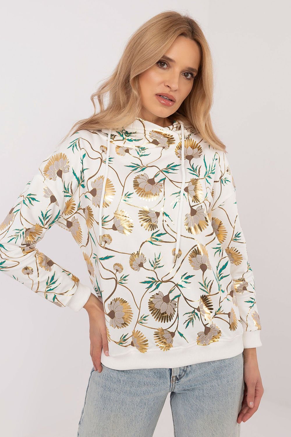 Hoodie with Flower Pattern