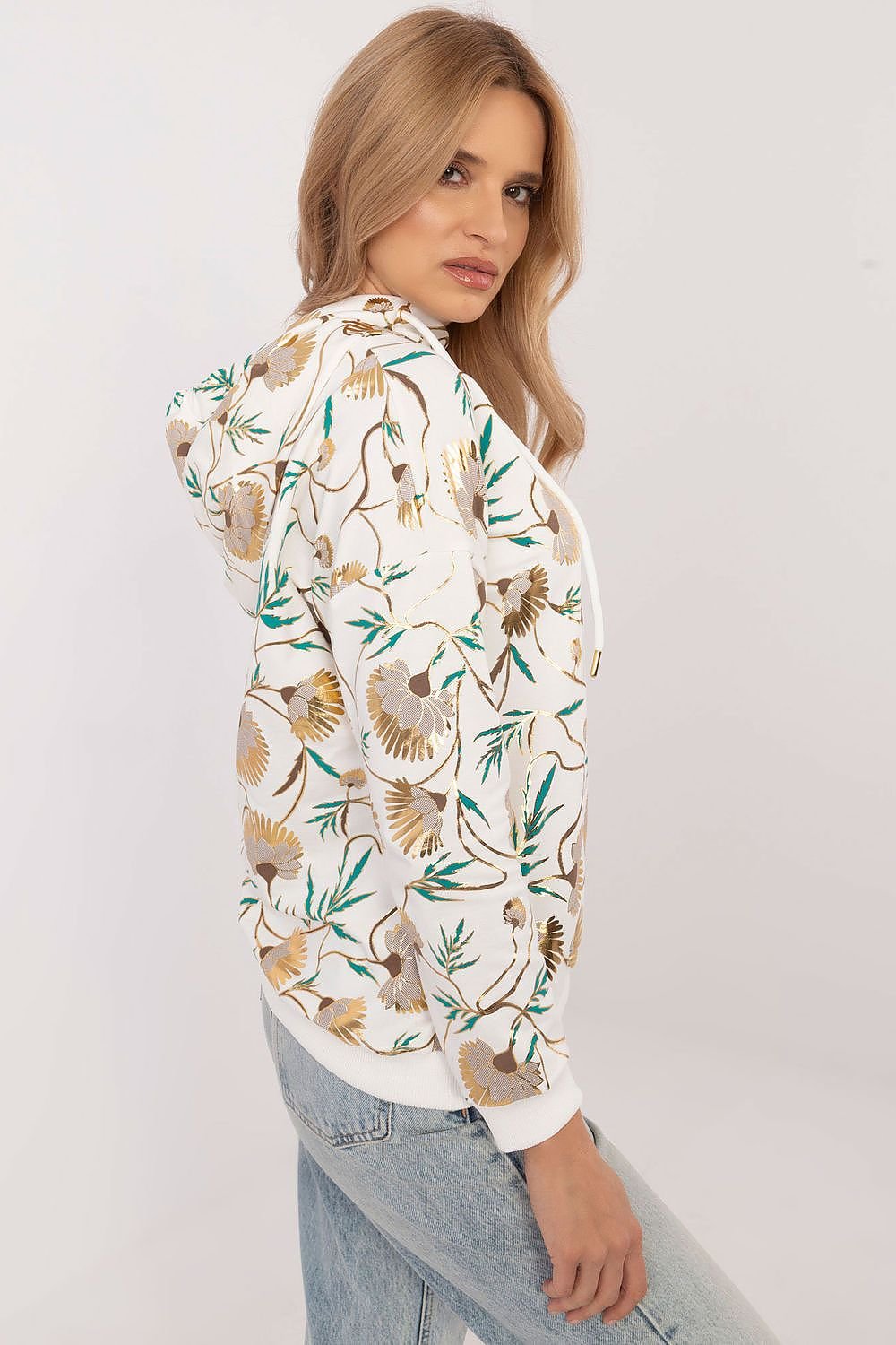 Hoodie with Flower Pattern