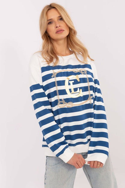 Striped Sweatshirt with Chest Print