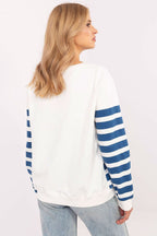 Striped Sweatshirt with Chest Print