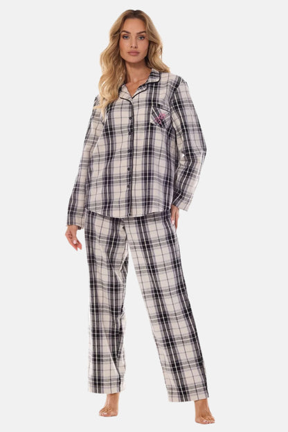 Button-Down Women Checkered Pajama Set