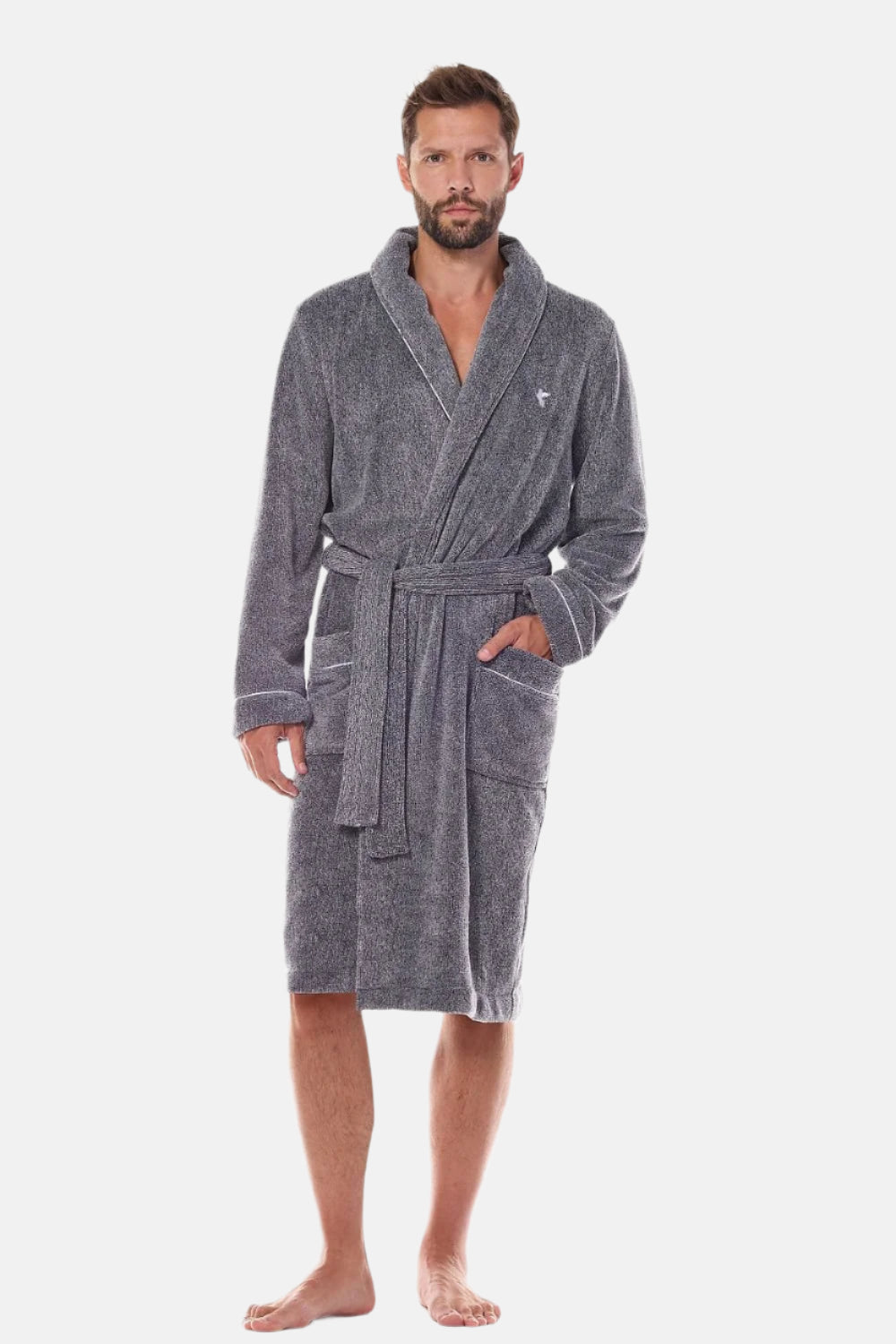 Solid Grey Men's Bathrobe
