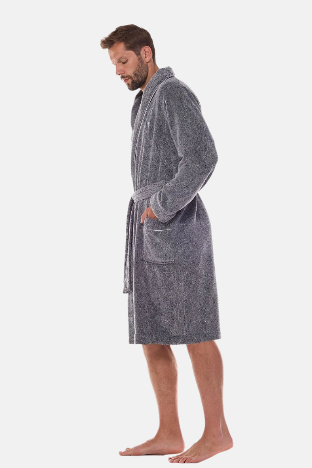 Solid Grey Men's Bathrobe