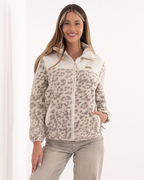 Zip-Up Two-Tone Women’s Jacket | Beige