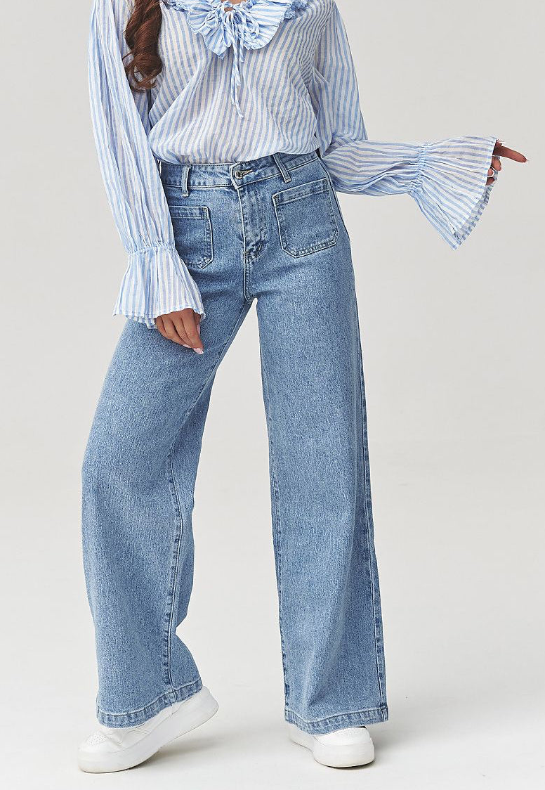Macadamia High-Waisted Straight Wide Leg Jeans