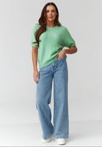  Short sleeve sweater model 224078 Makadamia 