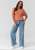  Short sleeve sweater model 224080 Makadamia 