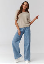  Short sleeve sweater model 224081 Makadamia 