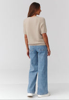  Short sleeve sweater model 224081 Makadamia 