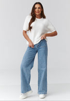  Short sleeve sweater model 224082 Makadamia 