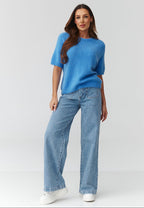  Short sleeve sweater model 224083 Makadamia 