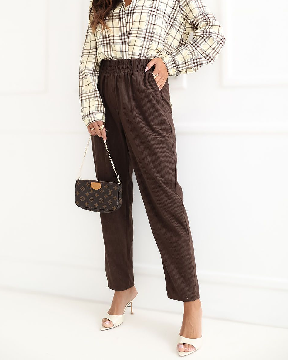 Corduroy Paperbag Trousers | Choco Brown