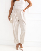 Corduroy Paperbag Trousers | Beige