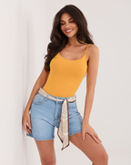 Light Denim Shorts with Sash Belt