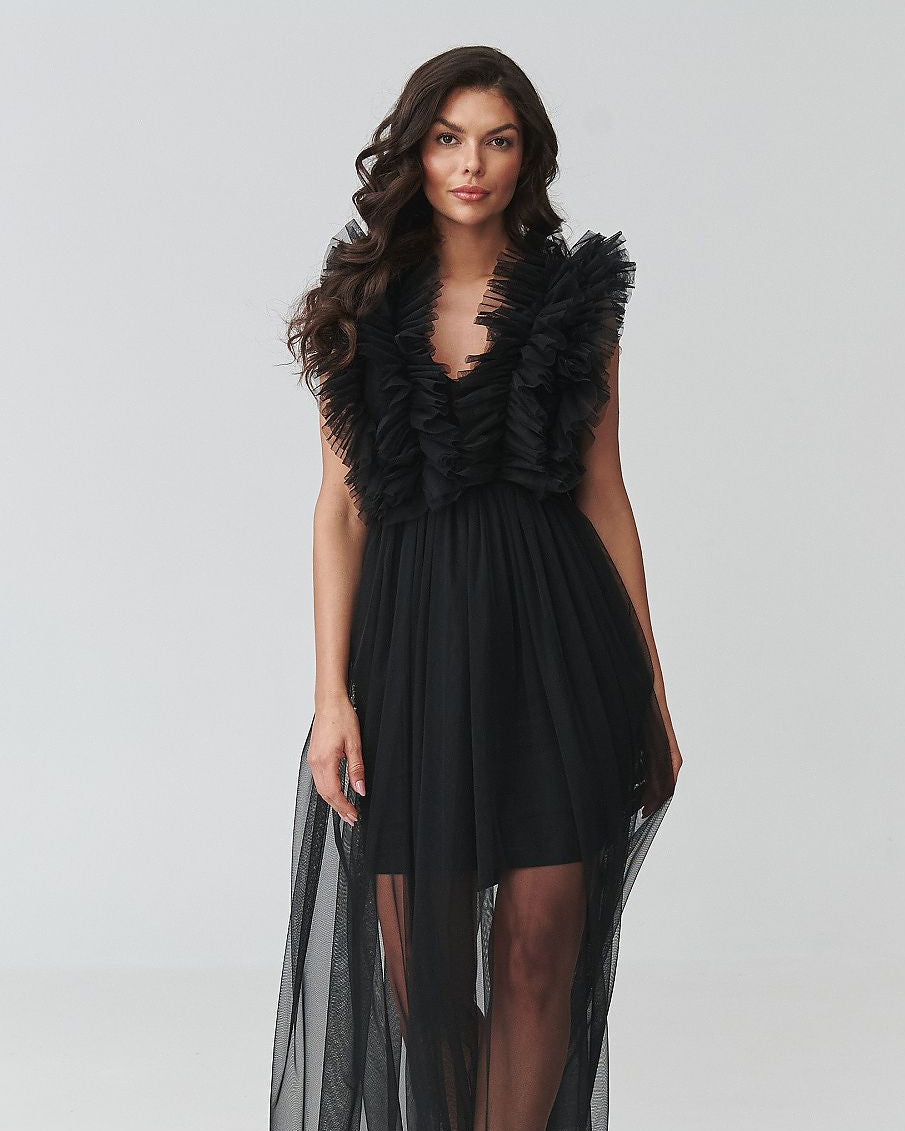 Black Tulle Evening Dress