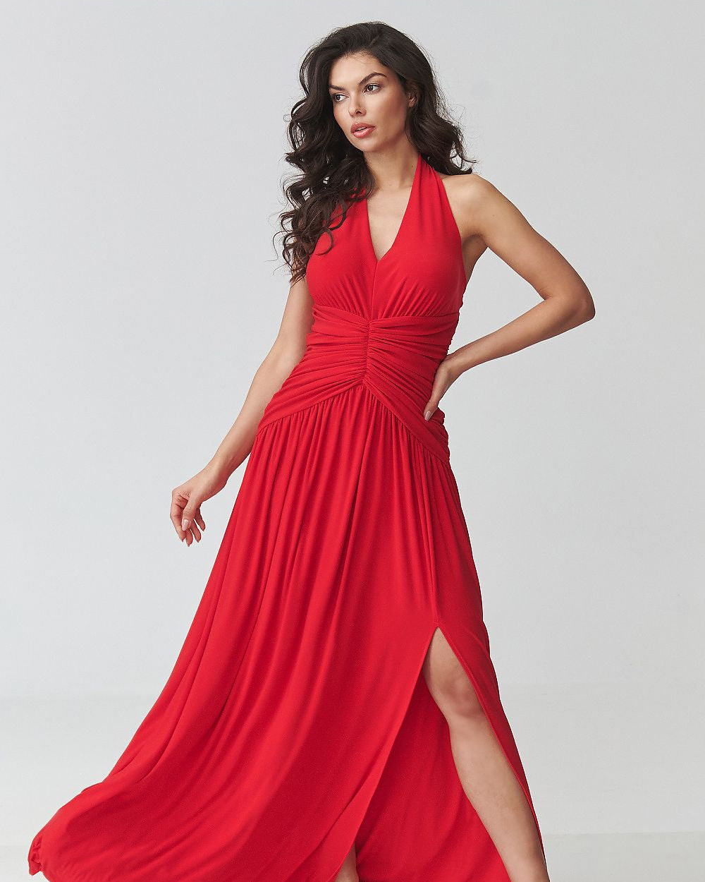 Halter Neck Maxi Evening Dress