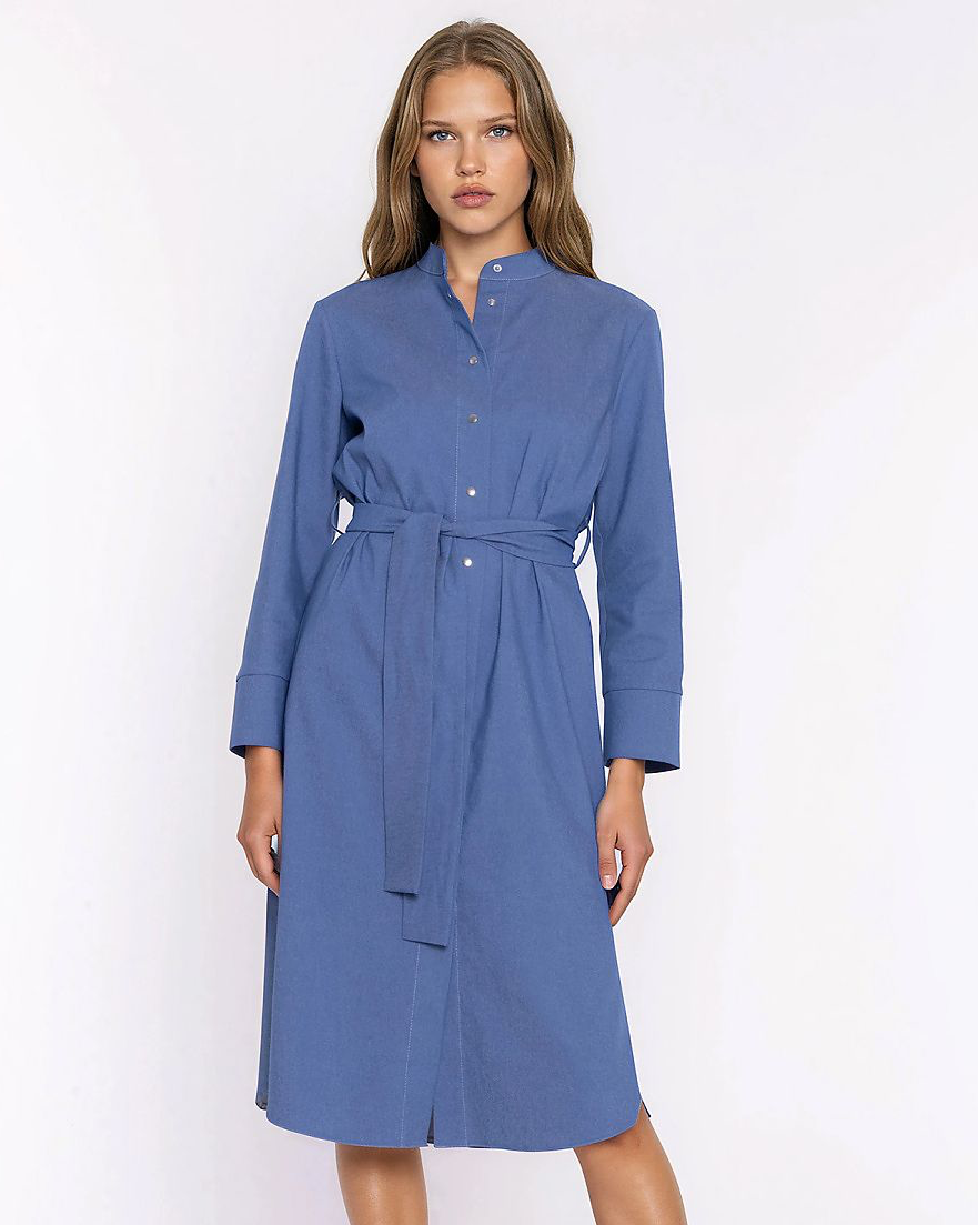 Nife Loose Fit Regular Cut Dress | Denim Blue