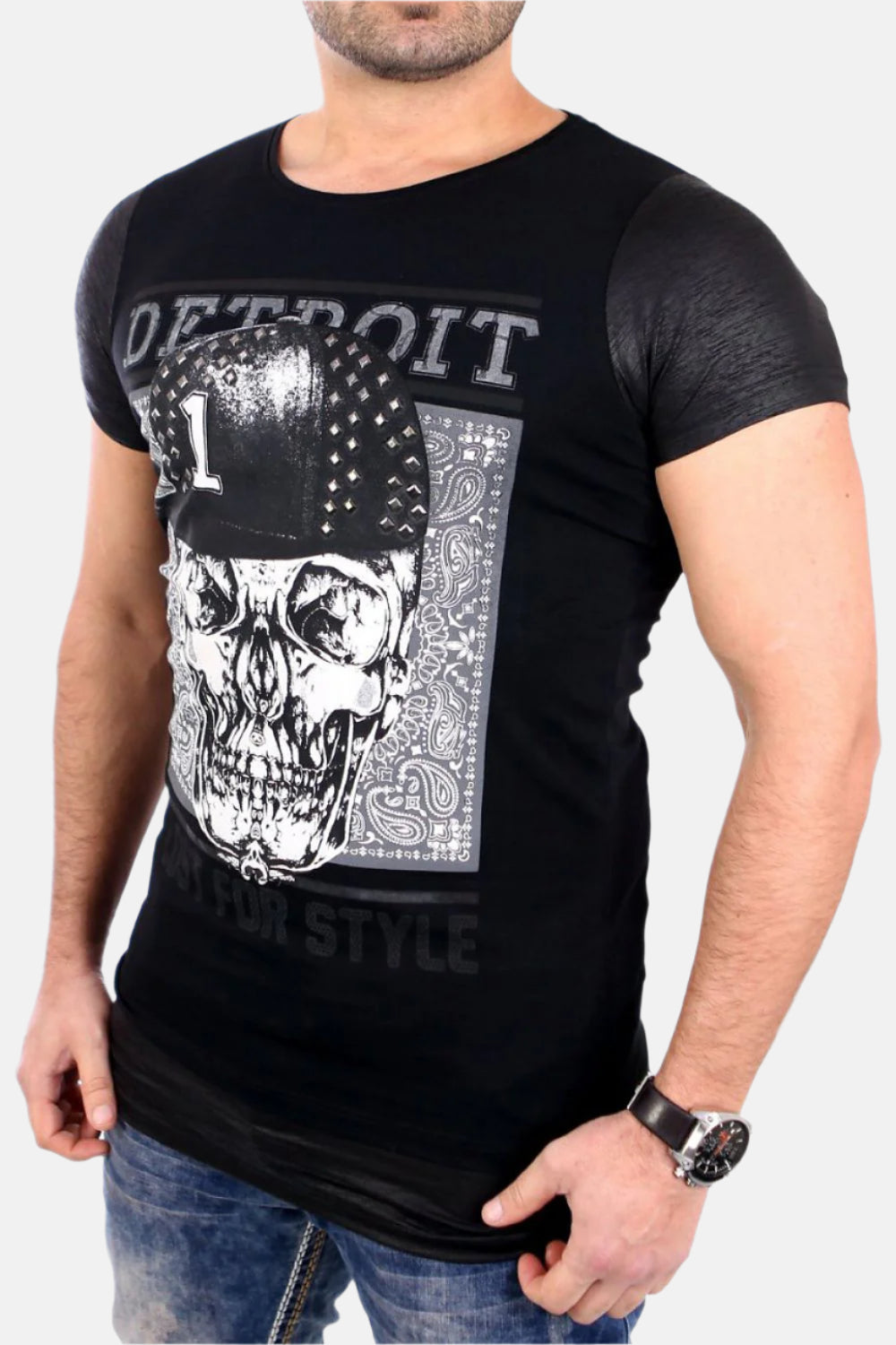 Two-Tone Black Detroit T-Shirt