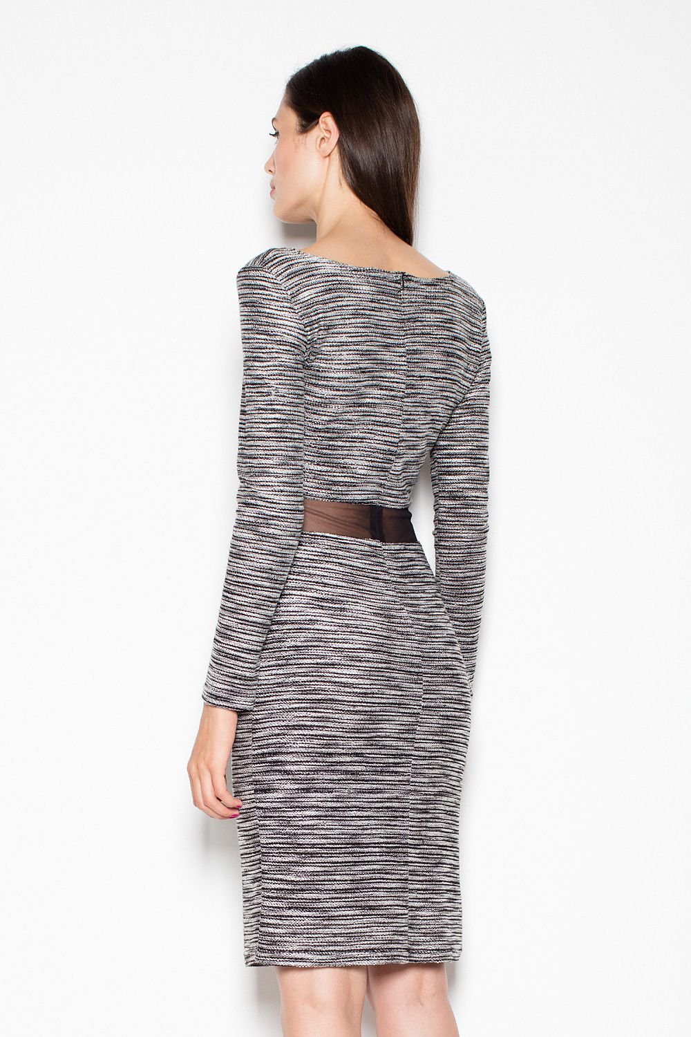 Knitted Midi Dress with Waist Belt