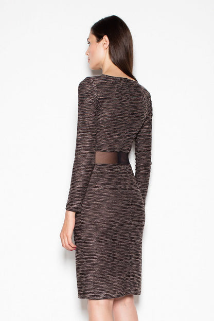 Knitted Midi Dress with Waist Belt