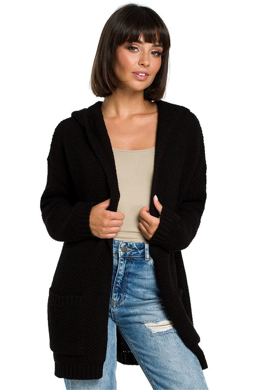 Mid Length Knitted Cardigan with Hood