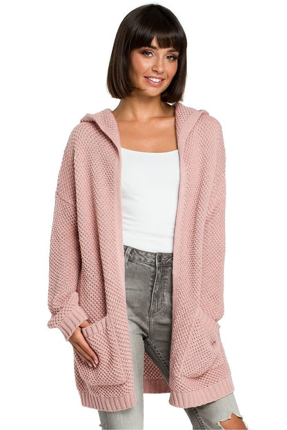 Mid Length Knitted Cardigan with Hood