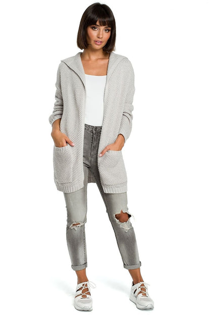 Mid Length Knitted Cardigan with Hood