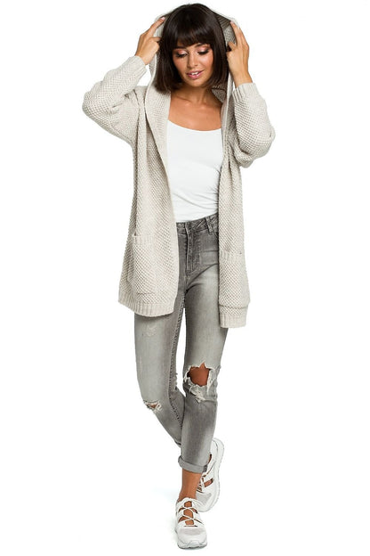 Mid Length Knitted Cardigan with Hood