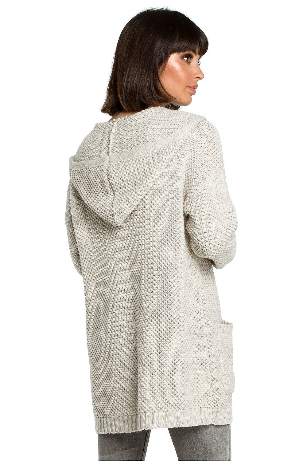 Mid Length Knitted Cardigan with Hood