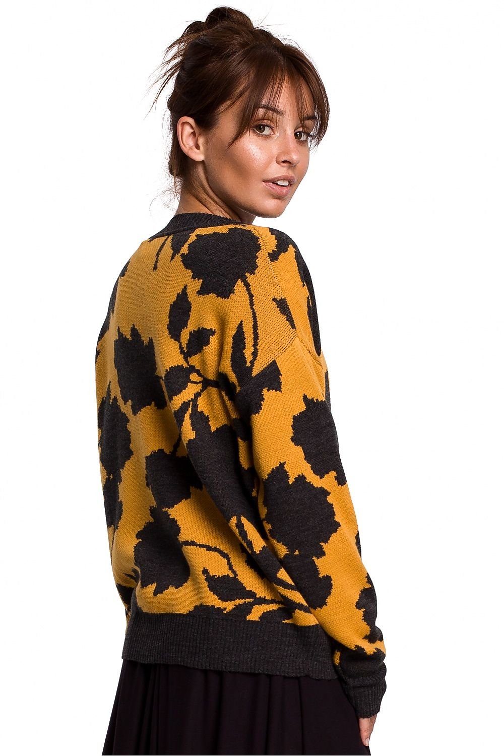 V-Neck Jumper with Floral Pattern