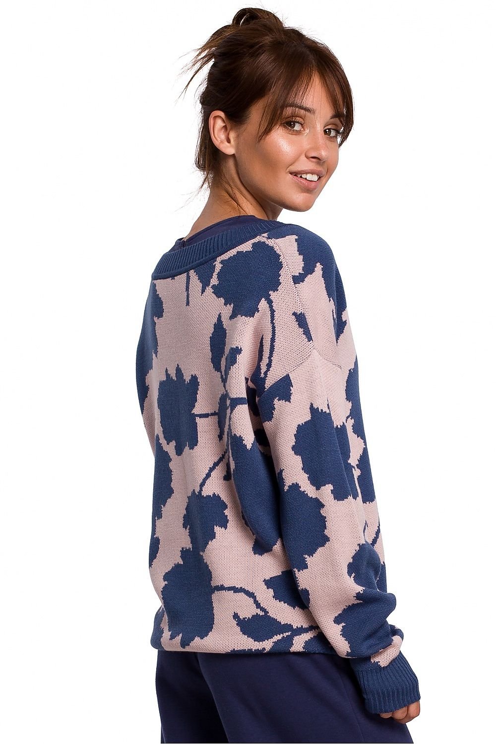 V-Neck Jumper with Floral Pattern