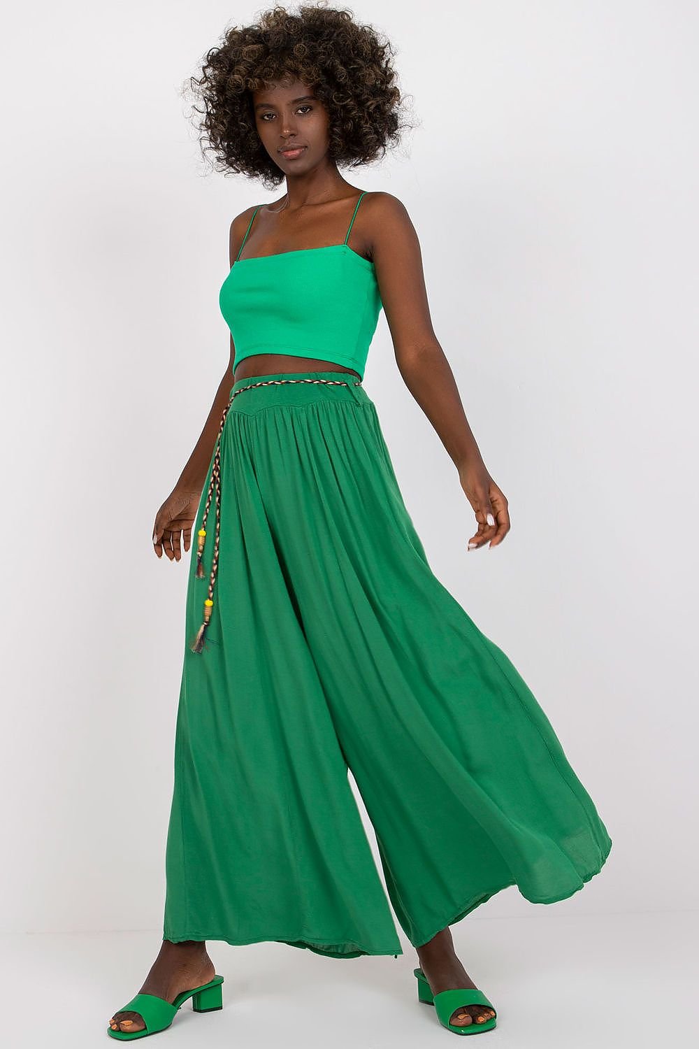 Tie Belt Wide Leg High-Waisted Pants